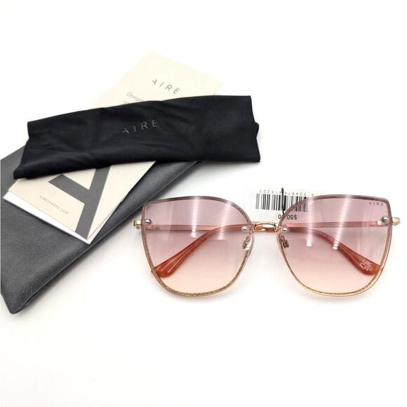 Aire Amor Cat Eye Sunglasses Glitter Rim Bright Gold Shimmer/Brown Grad One Size - Picture 1 of 9